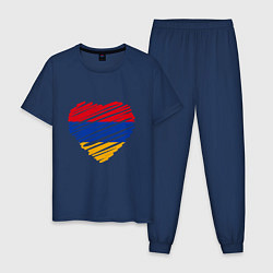 Пижама хлопковая мужская Сердце Армении, цвет: тёмно-синий