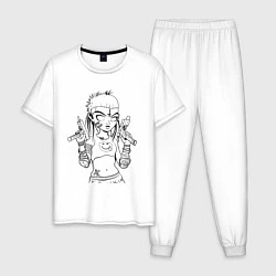 Пижама хлопковая мужская Yo-landi, цвет: белый
