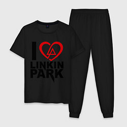 Пижама хлопковая мужская I love Linkin Park, цвет: черный