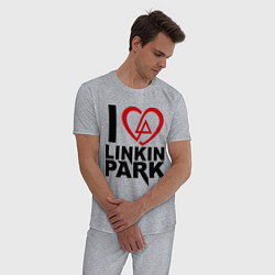 Пижама хлопковая мужская I love Linkin Park, цвет: меланж — фото 2