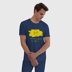 Пижама хлопковая мужская 21 Top: Yellow Trench, цвет: тёмно-синий — фото 2