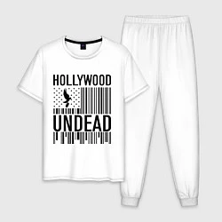 Пижама хлопковая мужская Hollywood Undead: flag, цвет: белый