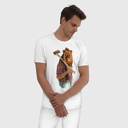 Пижама хлопковая мужская Lion lumberjack, цвет: белый — фото 2