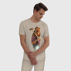 Пижама хлопковая мужская Lion lumberjack, цвет: миндальный — фото 2