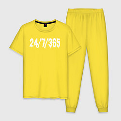 Пижама хлопковая мужская 24-7-365, цвет: желтый