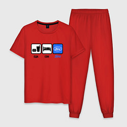Пижама хлопковая мужская Еда, сон и Ford, цвет: красный