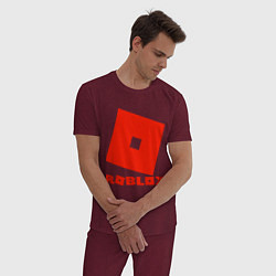 Пижама хлопковая мужская Roblox Logo, цвет: меланж-бордовый — фото 2