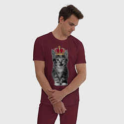 Пижама хлопковая мужская Meow kitten, цвет: меланж-бордовый — фото 2