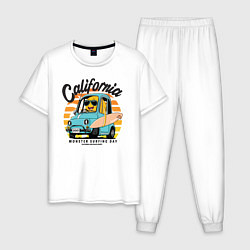 Пижама хлопковая мужская Калифорния, цвет: белый