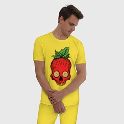 Пижама хлопковая мужская Клубничный Череп, цвет: желтый — фото 2