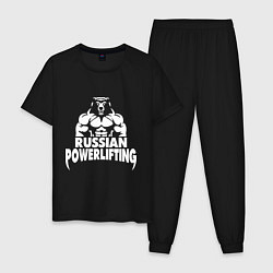 Пижама хлопковая мужская Russian powerlifting, цвет: черный