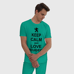 Пижама хлопковая мужская Keep Calm & Love Peugeot, цвет: зеленый — фото 2