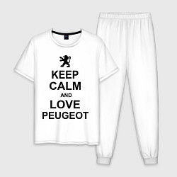 Пижама хлопковая мужская Keep Calm & Love Peugeot, цвет: белый