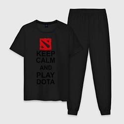 Пижама хлопковая мужская Keep Calm & Play Dota, цвет: черный