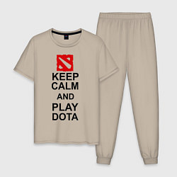 Пижама хлопковая мужская Keep Calm & Play Dota, цвет: миндальный