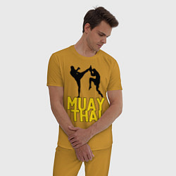 Пижама хлопковая мужская Muay Thai, цвет: горчичный — фото 2