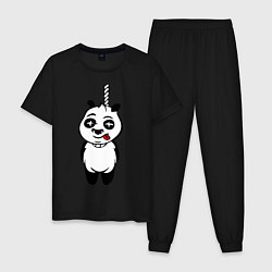 Пижама хлопковая мужская Панда повесилась, цвет: черный