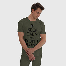 Пижама хлопковая мужская Keep Calm & Don't Blink, цвет: меланж-хаки — фото 2