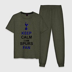 Пижама хлопковая мужская Keep Calm & Spurs fan, цвет: меланж-хаки