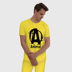 Пижама хлопковая мужская Animal Logo, цвет: желтый — фото 2