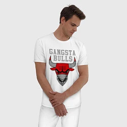 Пижама хлопковая мужская Gangsta Bulls, цвет: белый — фото 2