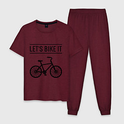 Пижама хлопковая мужская Lets bike it, цвет: меланж-бордовый