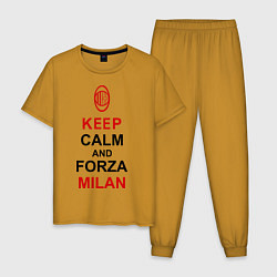 Пижама хлопковая мужская Keep Calm & Forza Milan, цвет: горчичный