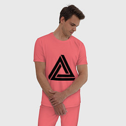 Пижама хлопковая мужская Triangle Visual Illusion цвета коралловый — фото 2