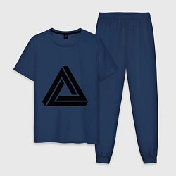 Пижама хлопковая мужская Triangle Visual Illusion, цвет: тёмно-синий