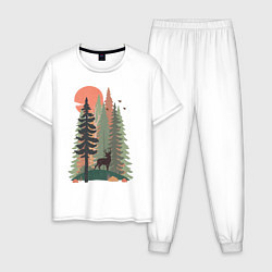 Пижама хлопковая мужская Forest Adventure, цвет: белый