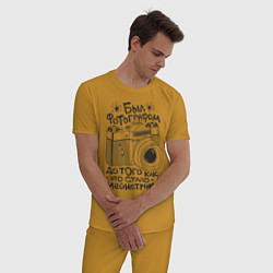 Пижама хлопковая мужская Фотограф цвета горчичный — фото 2