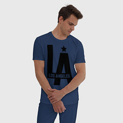 Пижама хлопковая мужская Los Angeles Star, цвет: тёмно-синий — фото 2
