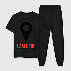 Пижама хлопковая мужская I am Here цвета черный — фото 1
