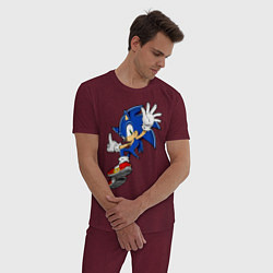 Пижама хлопковая мужская Sonic, цвет: меланж-бордовый — фото 2