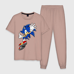 Пижама хлопковая мужская Sonic, цвет: пыльно-розовый