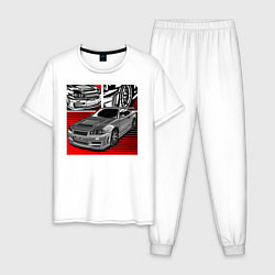 Пижама хлопковая мужская Nissan R34, цвет: белый
