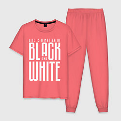Пижама хлопковая мужская Juventus: Black & White, цвет: коралловый