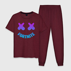 Пижама хлопковая мужская FORTNITE x MARSHMELLO, цвет: меланж-бордовый