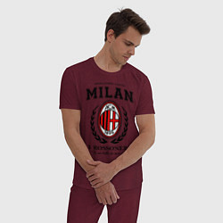 Пижама хлопковая мужская Milan: I Rossoneri, цвет: меланж-бордовый — фото 2