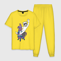 Пижама хлопковая мужская Marshmello x Llama, цвет: желтый
