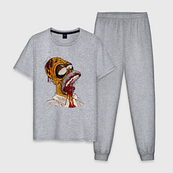 Пижама хлопковая мужская Гомер-Зомби, цвет: меланж