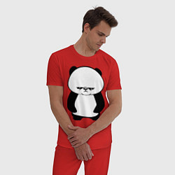 Пижама хлопковая мужская Грусть панды, цвет: красный — фото 2