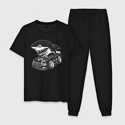 Пижама хлопковая мужская Акула на Тойоте, цвет: черный