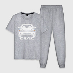Пижама хлопковая мужская Honda Civic EK 6, цвет: меланж