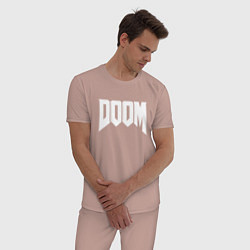 Пижама хлопковая мужская DOOM, цвет: пыльно-розовый — фото 2