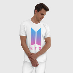 Пижама хлопковая мужская BTS: Neon Jung Kook, цвет: белый — фото 2