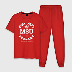 Пижама хлопковая мужская MSU, цвет: красный