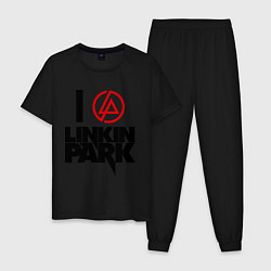 Пижама хлопковая мужская I love Linkin Park, цвет: черный