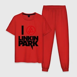 Пижама хлопковая мужская I love Linkin Park, цвет: красный