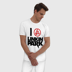 Пижама хлопковая мужская I love Linkin Park, цвет: белый — фото 2